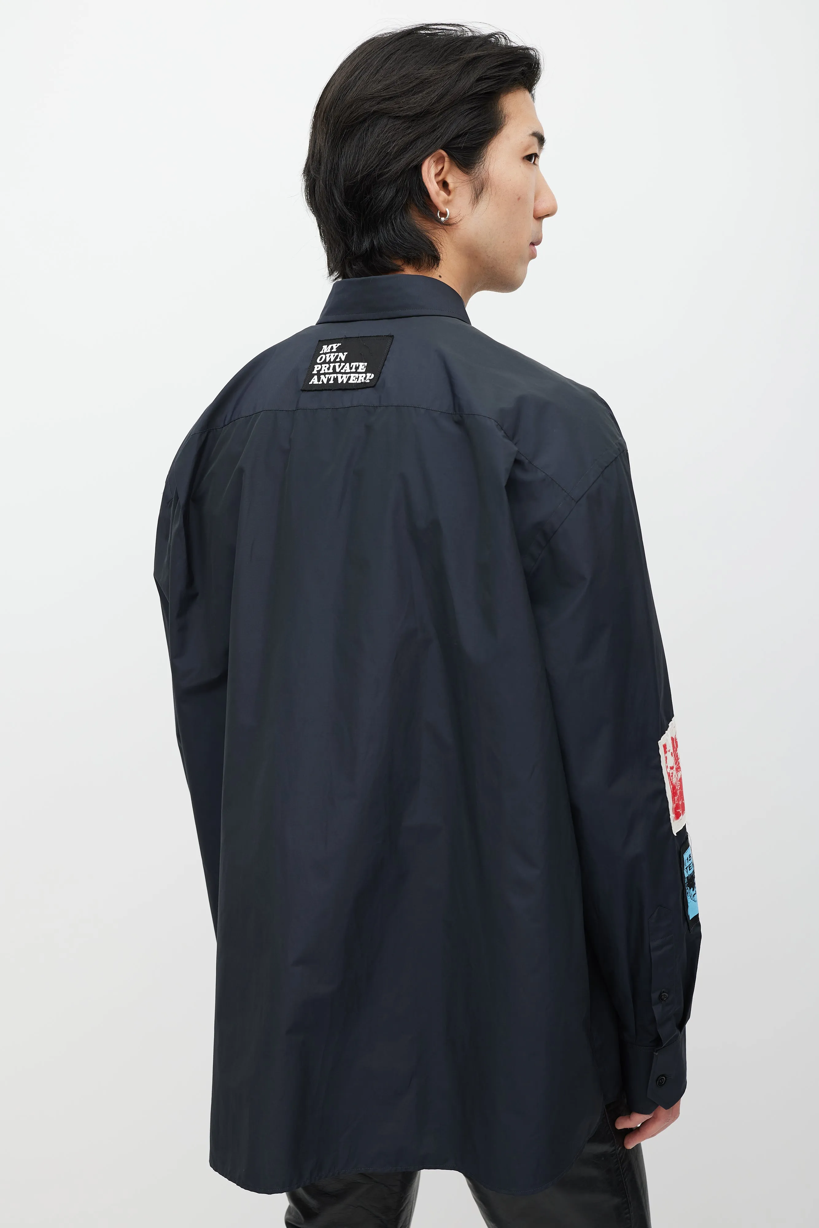 Black & Multicolour Nylon Patched Shirt