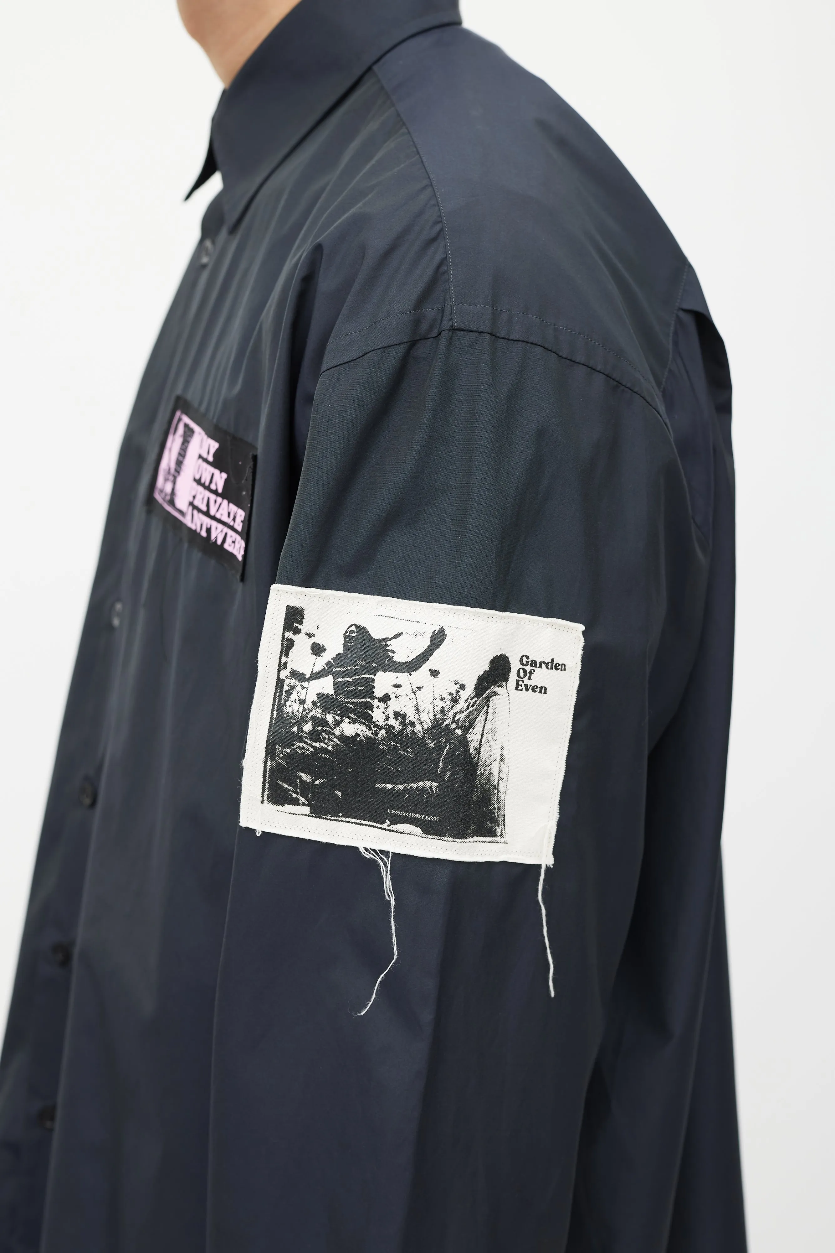 Black & Multicolour Nylon Patched Shirt