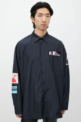 Black & Multicolour Nylon Patched Shirt