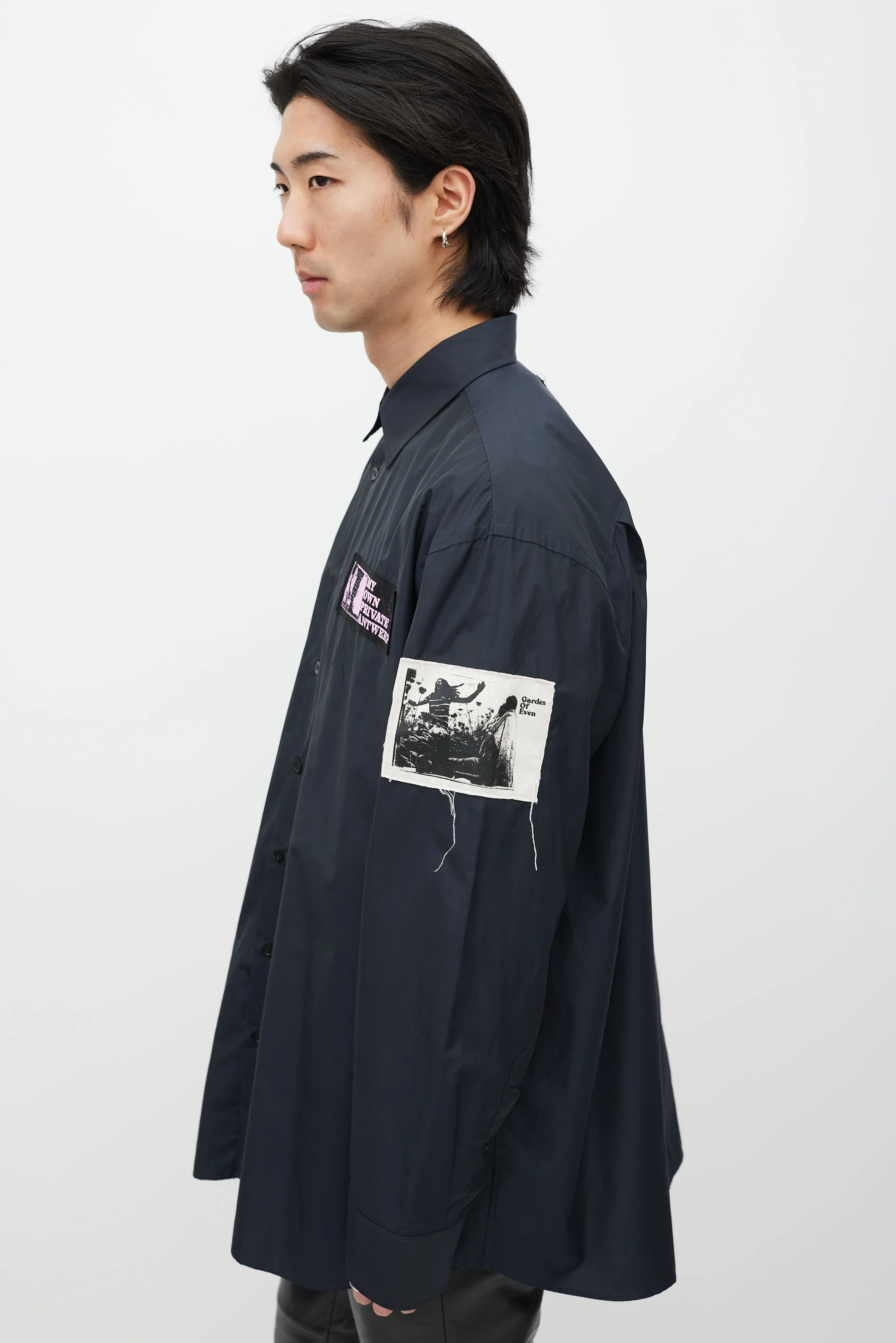 Black & Multicolour Nylon Patched Shirt