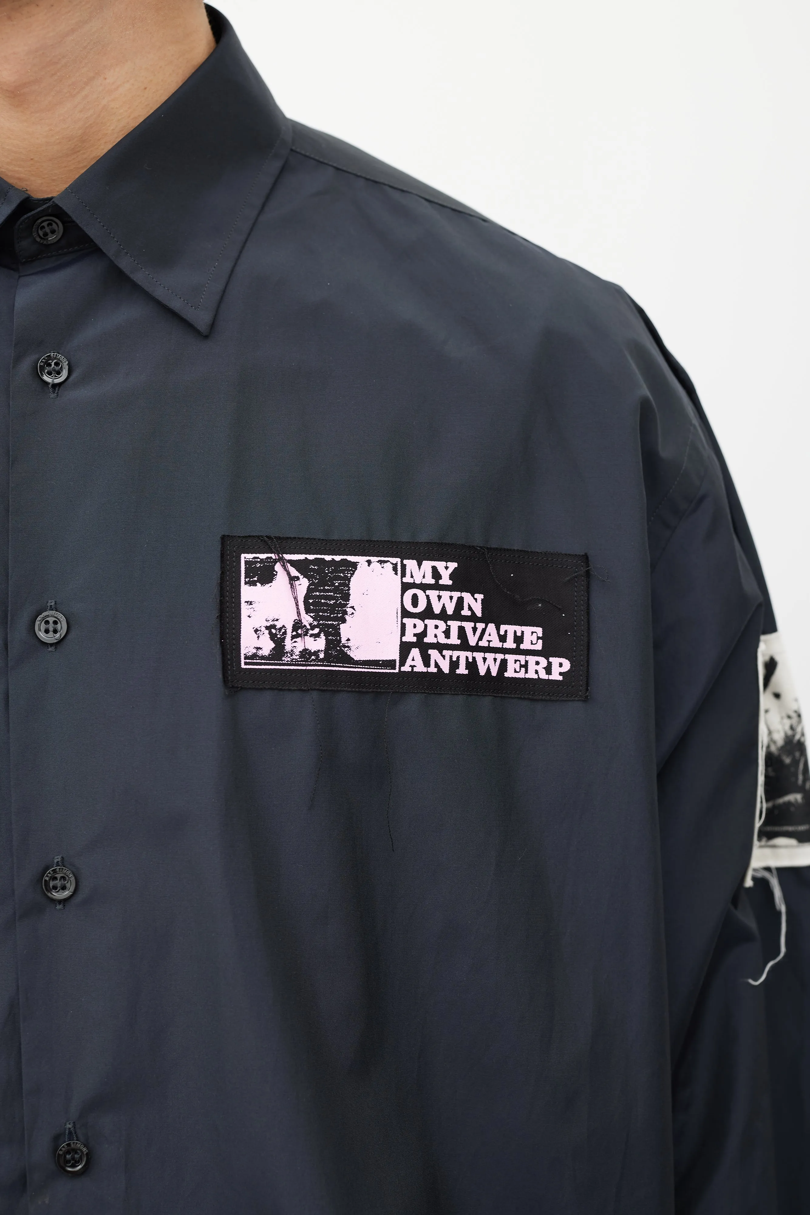 Black & Multicolour Nylon Patched Shirt