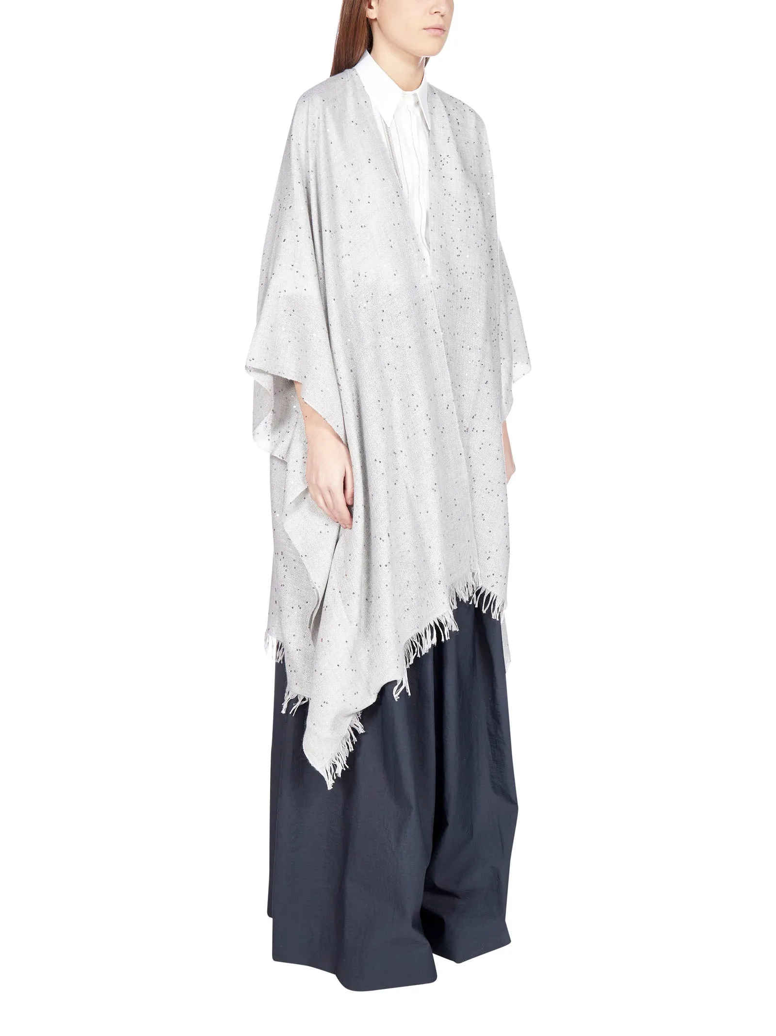 Brunello Cucinelli Sequined Frayed Shawl