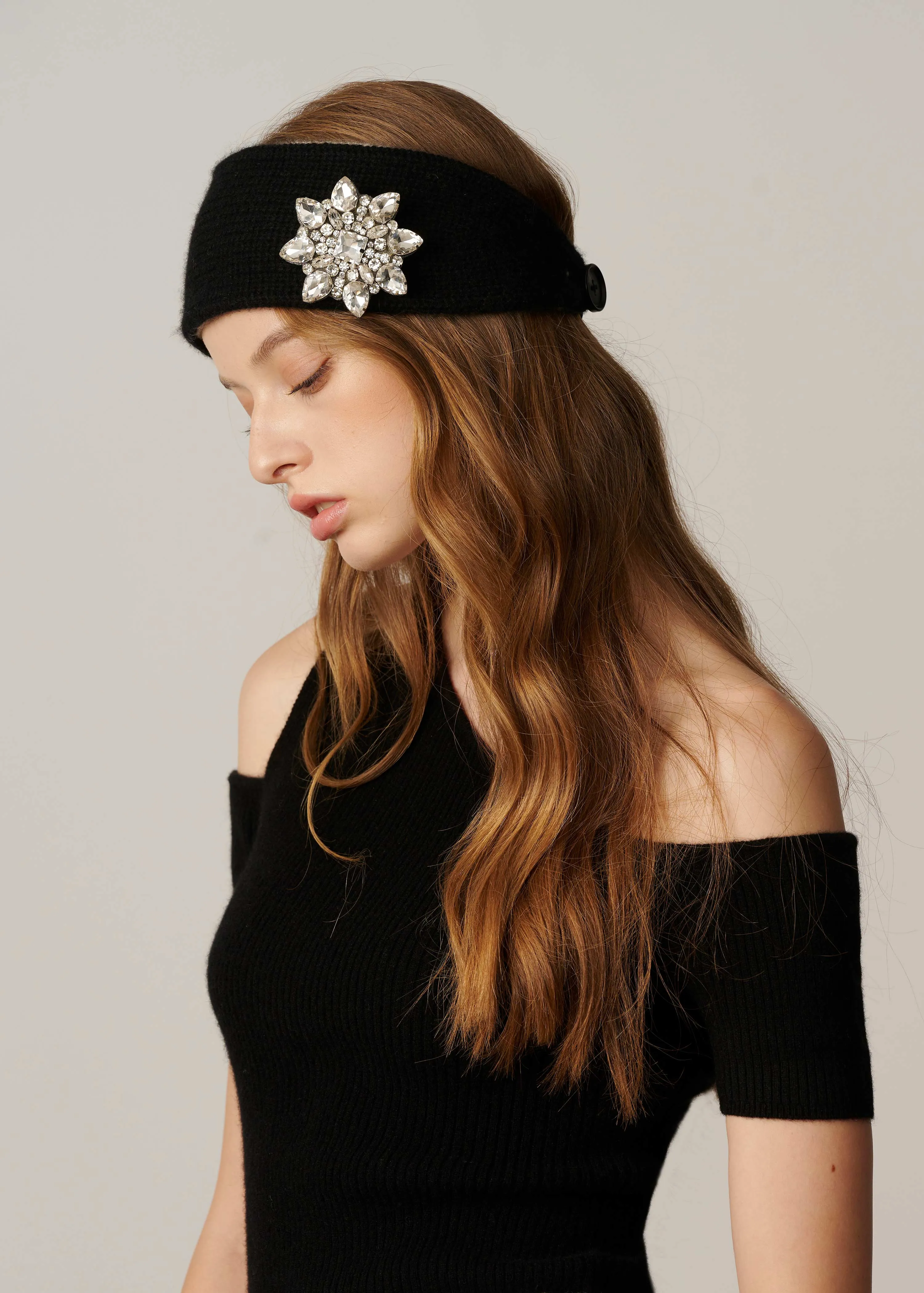 Cashmere Recycled Headband with the 2 Ways Handmade Brooch/Necklace