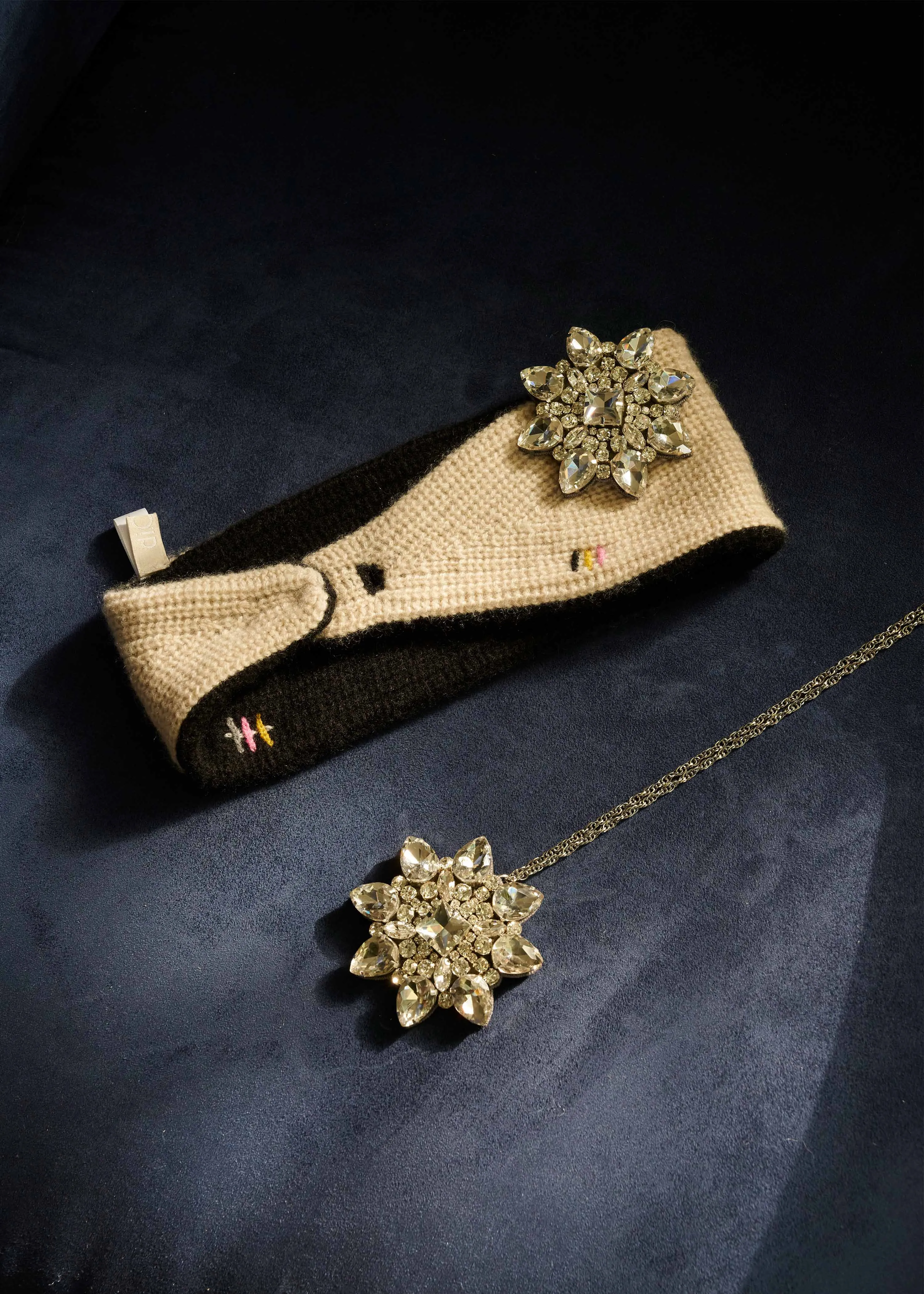 Cashmere Recycled Headband with the 2 Ways Handmade Brooch/Necklace