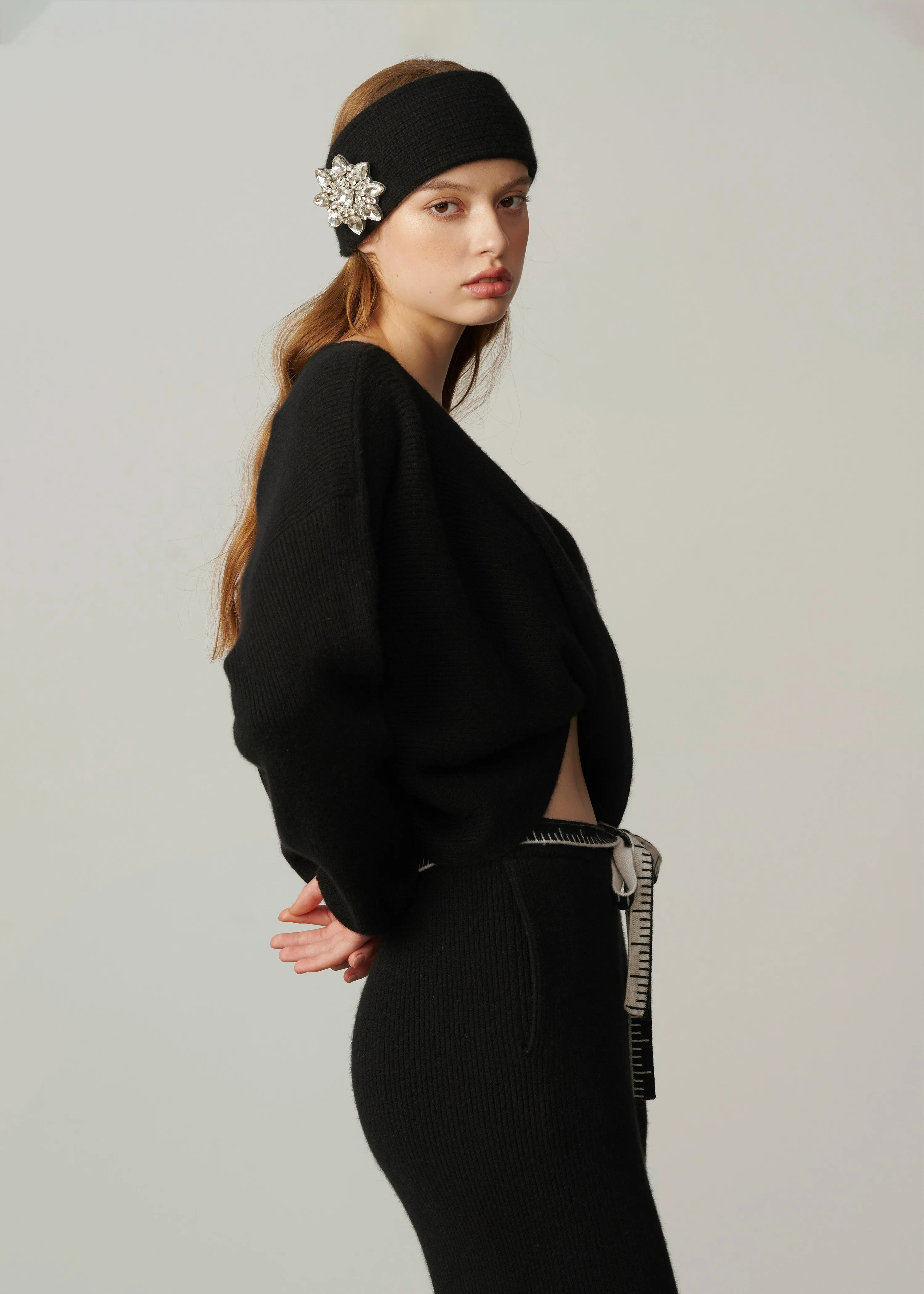 Cashmere Recycled Headband with the 2 Ways Handmade Brooch/Necklace