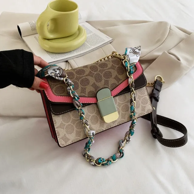 Chain Square Flap Shoulder Crossbody Bags For Women 2021 PU Leather Women&#39;s Designer Luxury Handbag Female Travel Messenger Bag