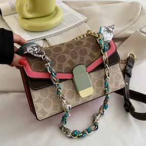 Chain Square Flap Shoulder Crossbody Bags For Women 2021 PU Leather Women&#39;s Designer Luxury Handbag Female Travel Messenger Bag