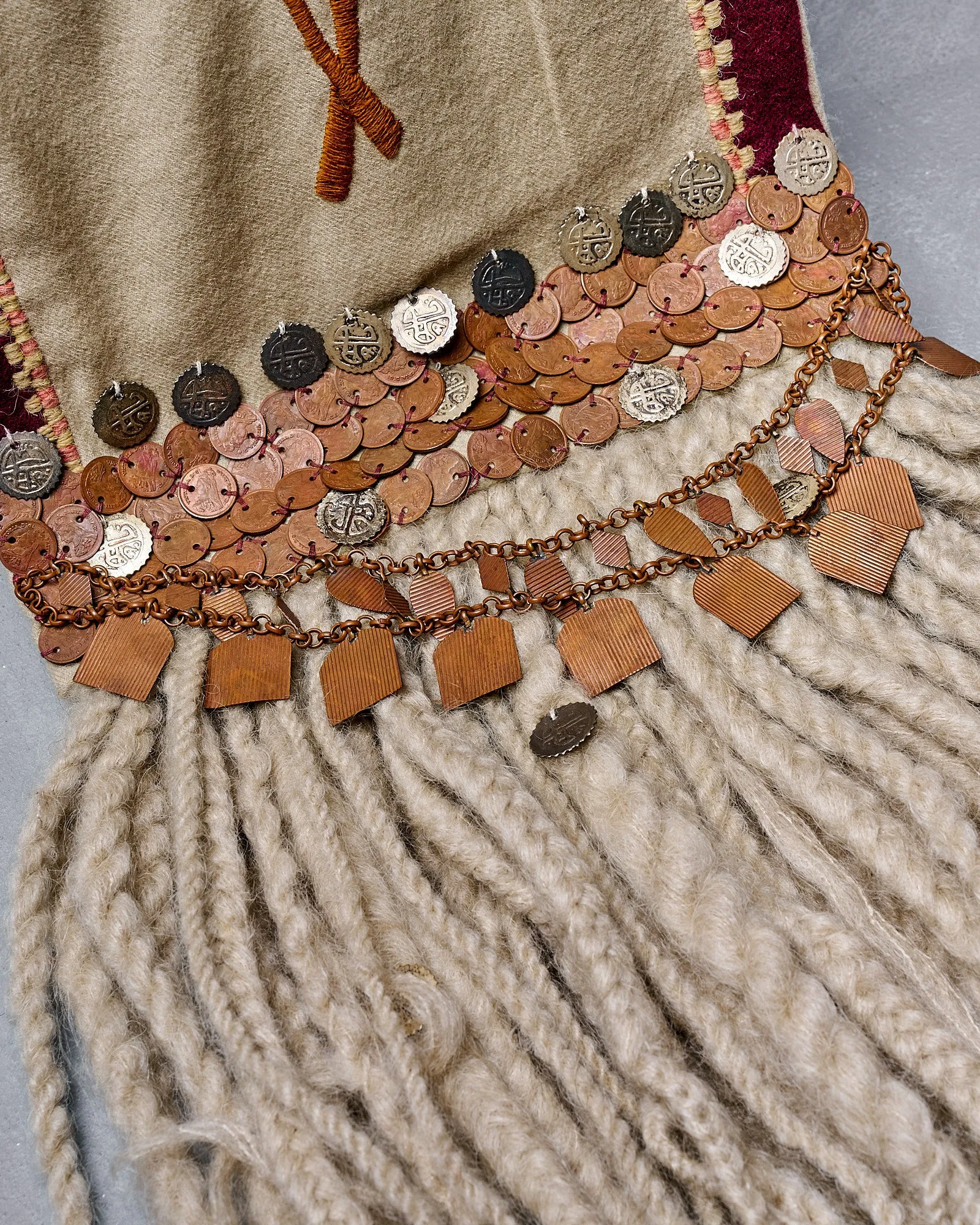 Dries Van Noten FW 2002 Coin Embellished Tassel Scarf