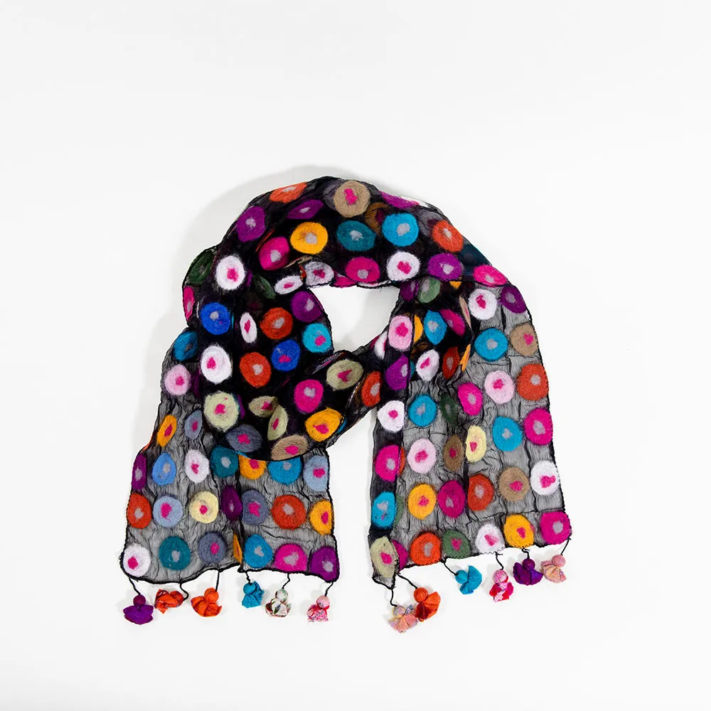 Felted polka dot scarf