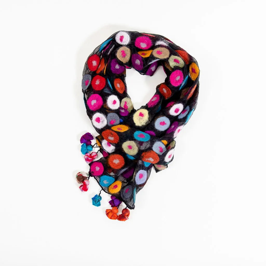 Felted polka dot scarf
