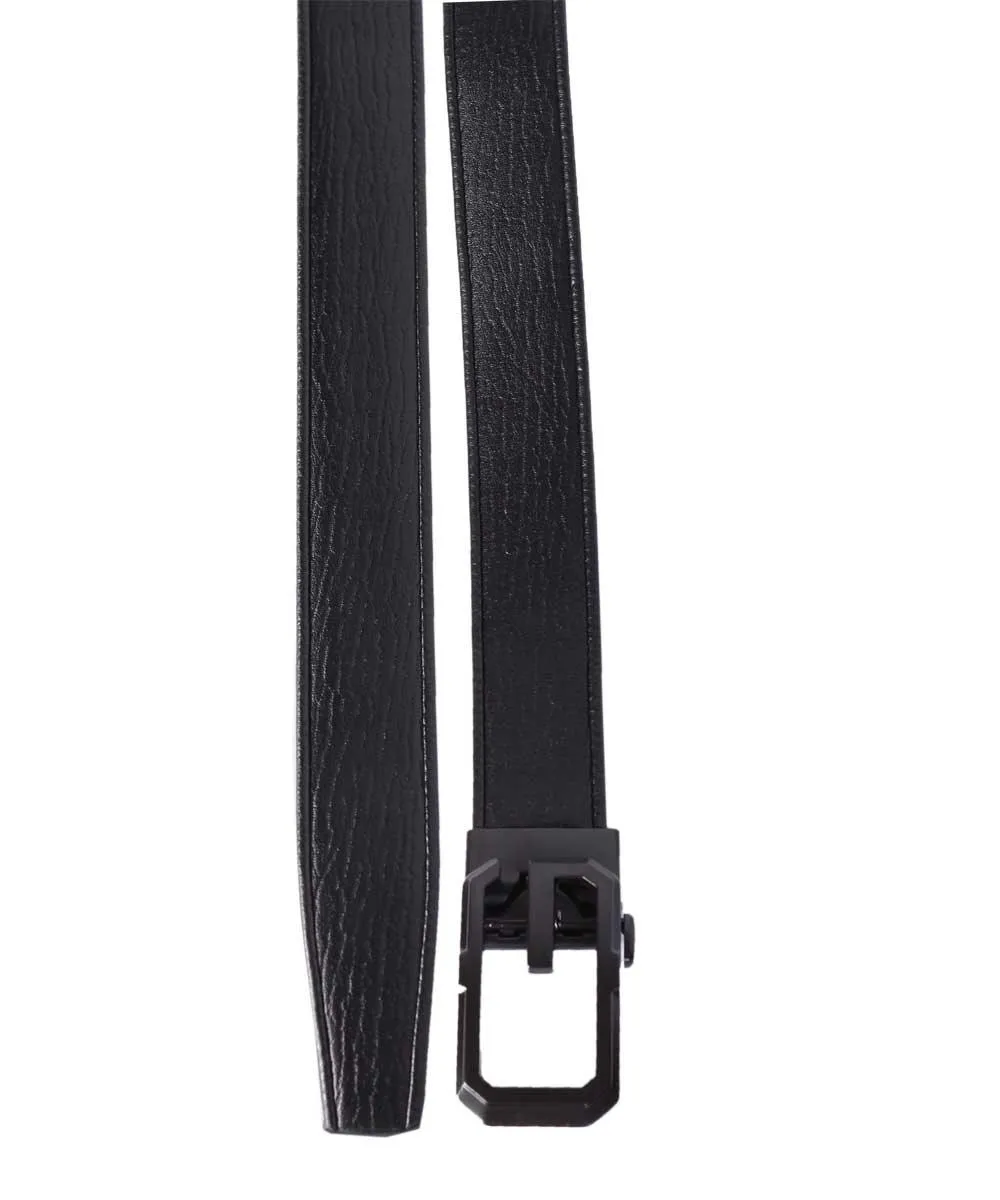 G buckle Black Leather Belt