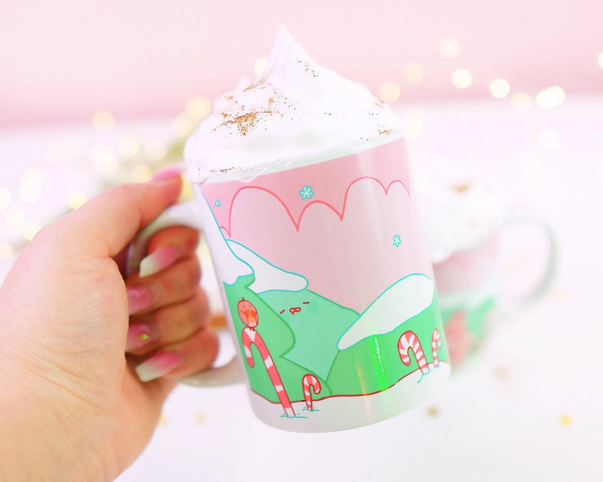 Gingie & Spice Winter Wonderland Christmas Mug │ Kawaii Gingerbread & Candy Cane Scene │ Festive Holiday Cup