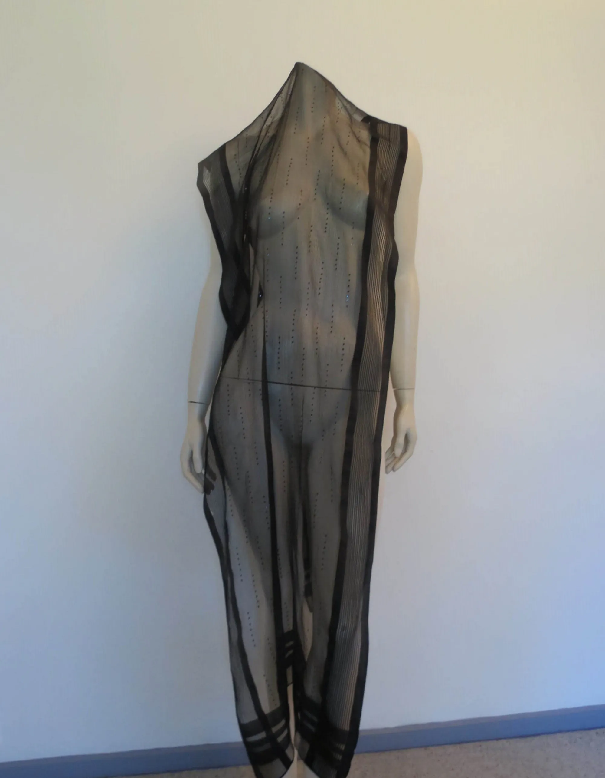 Long Black Silk Wrap With Spangles