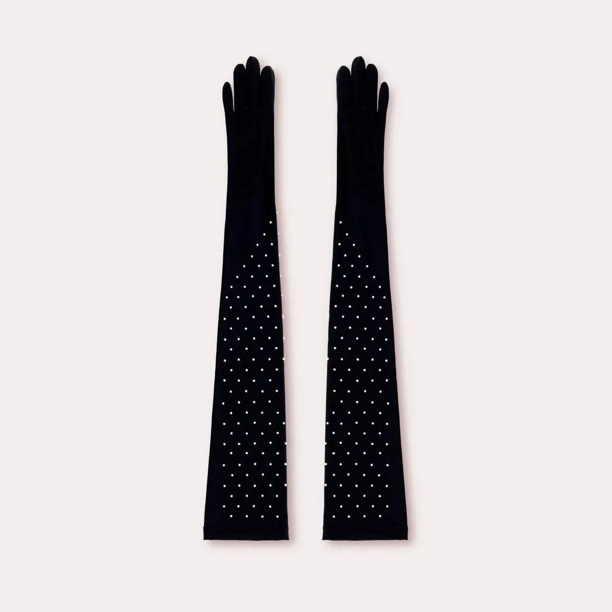 Nylon Runway Opera Glove with Pearls