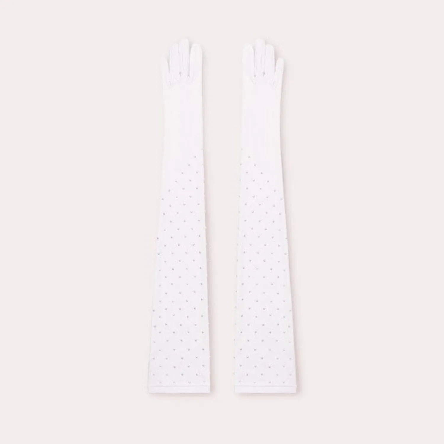 Nylon Runway Opera Glove with Pearls