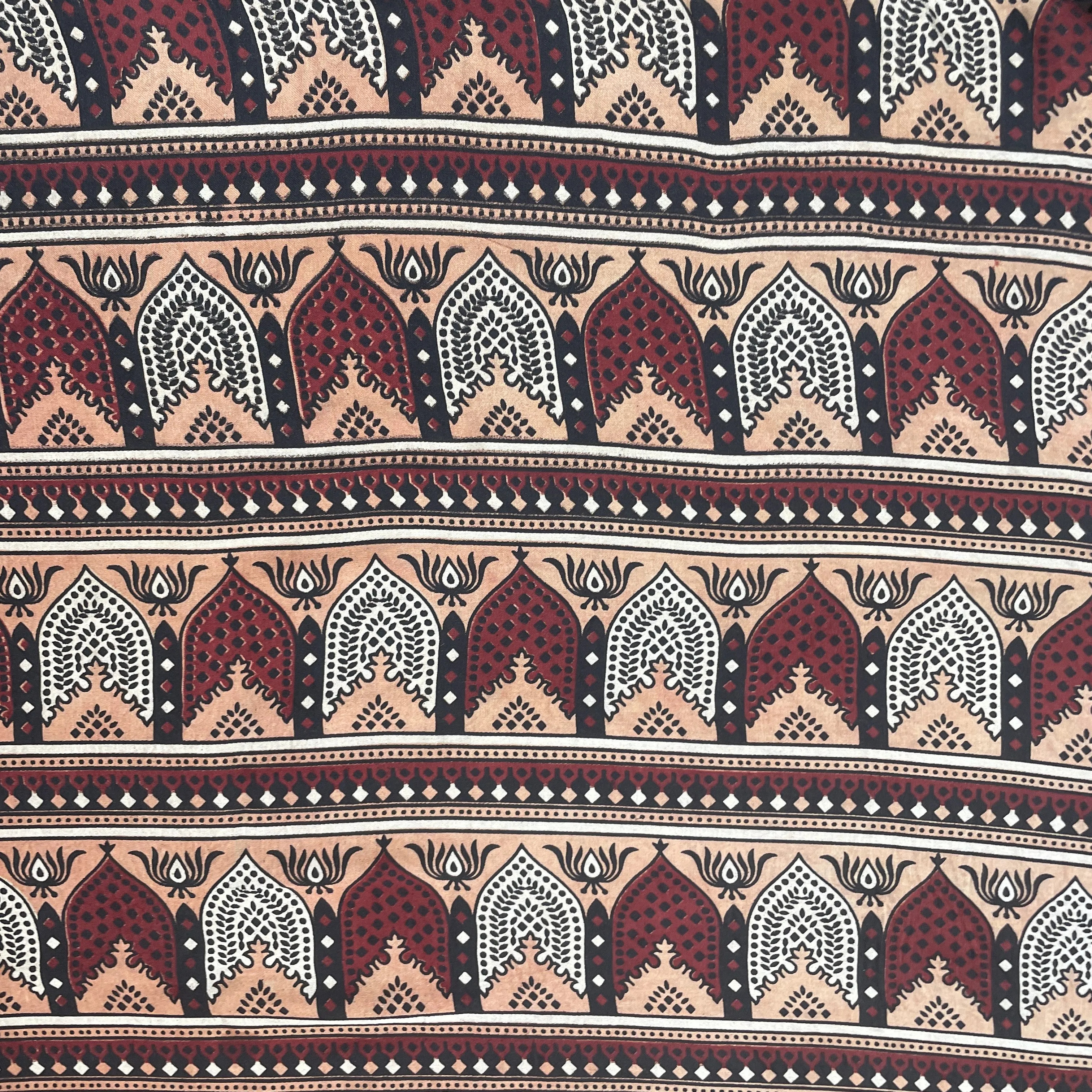 Orange Ajrakh Print Modal Satin Fabric 18195