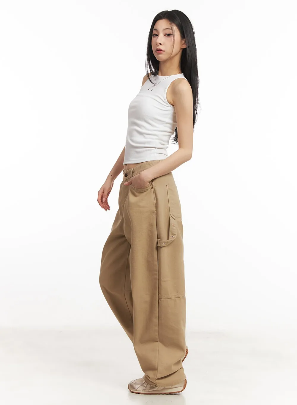 Patched Carpenter Wide-Leg Pants CA504