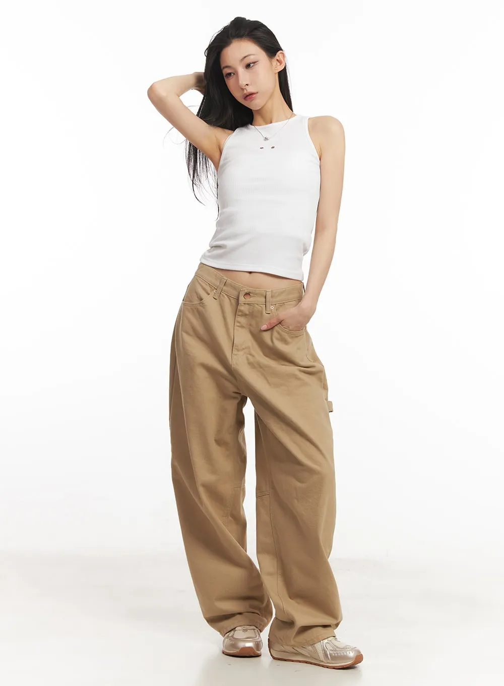 Patched Carpenter Wide-Leg Pants CA504