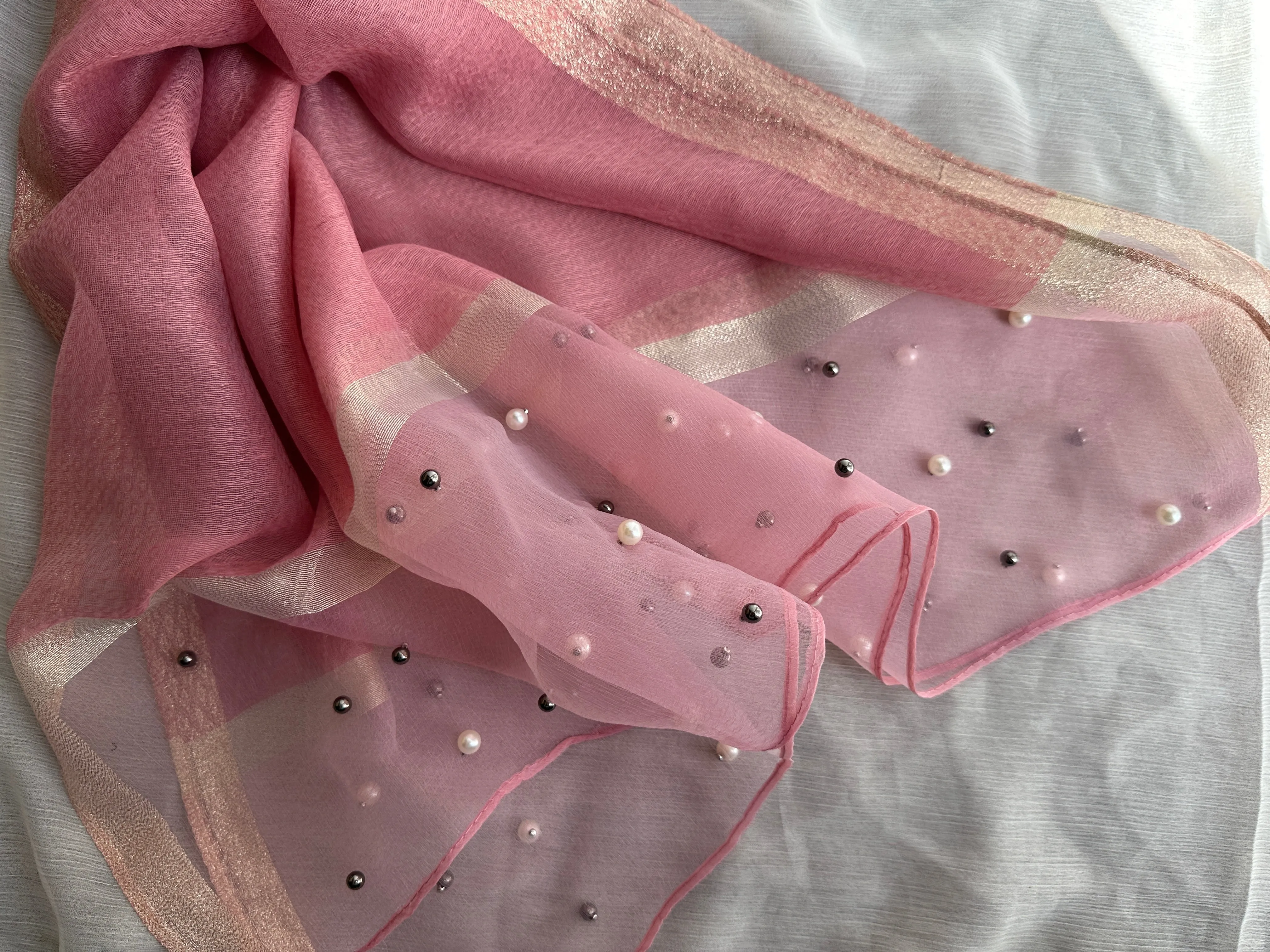 Pearl Organza-Rose Pink- Luxury Hijabs