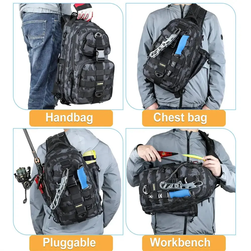 PLUSINNO Waterproof Fishing Tackle Backpack With Rod Holder
