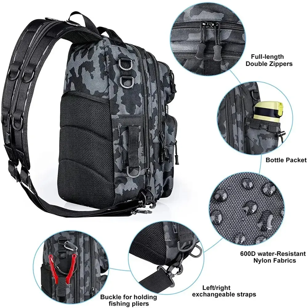 PLUSINNO Waterproof Fishing Tackle Backpack With Rod Holder