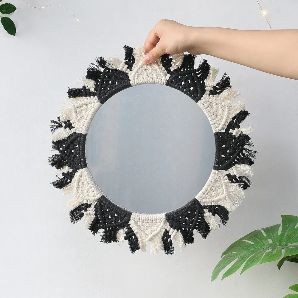 Round Macrame Decorative Wall Mirror