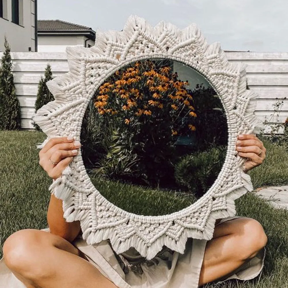 Round Macrame Decorative Wall Mirror
