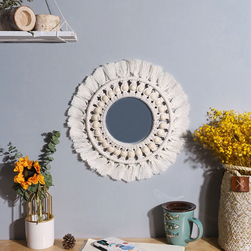 Round Macrame Decorative Wall Mirror