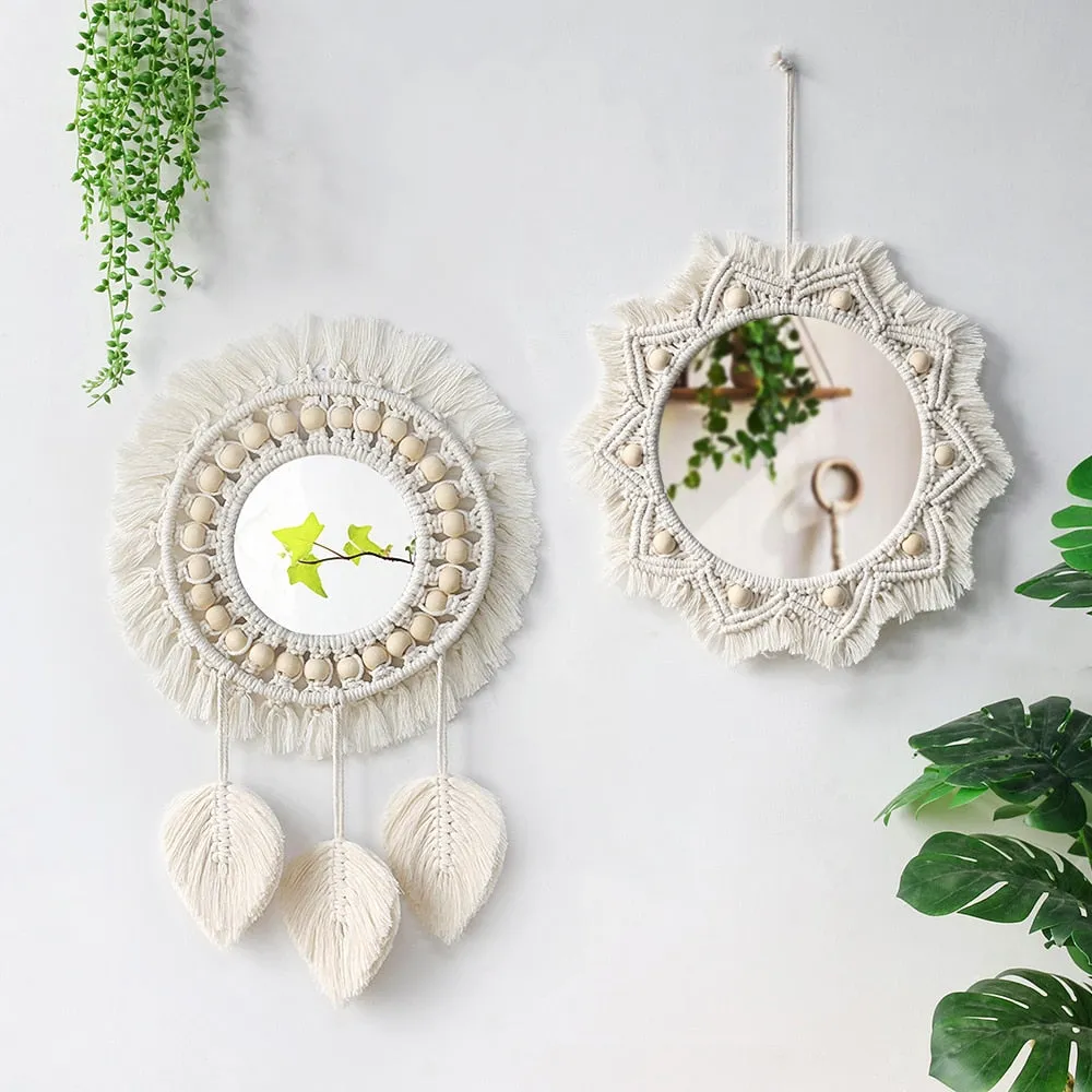 Round Macrame Decorative Wall Mirror