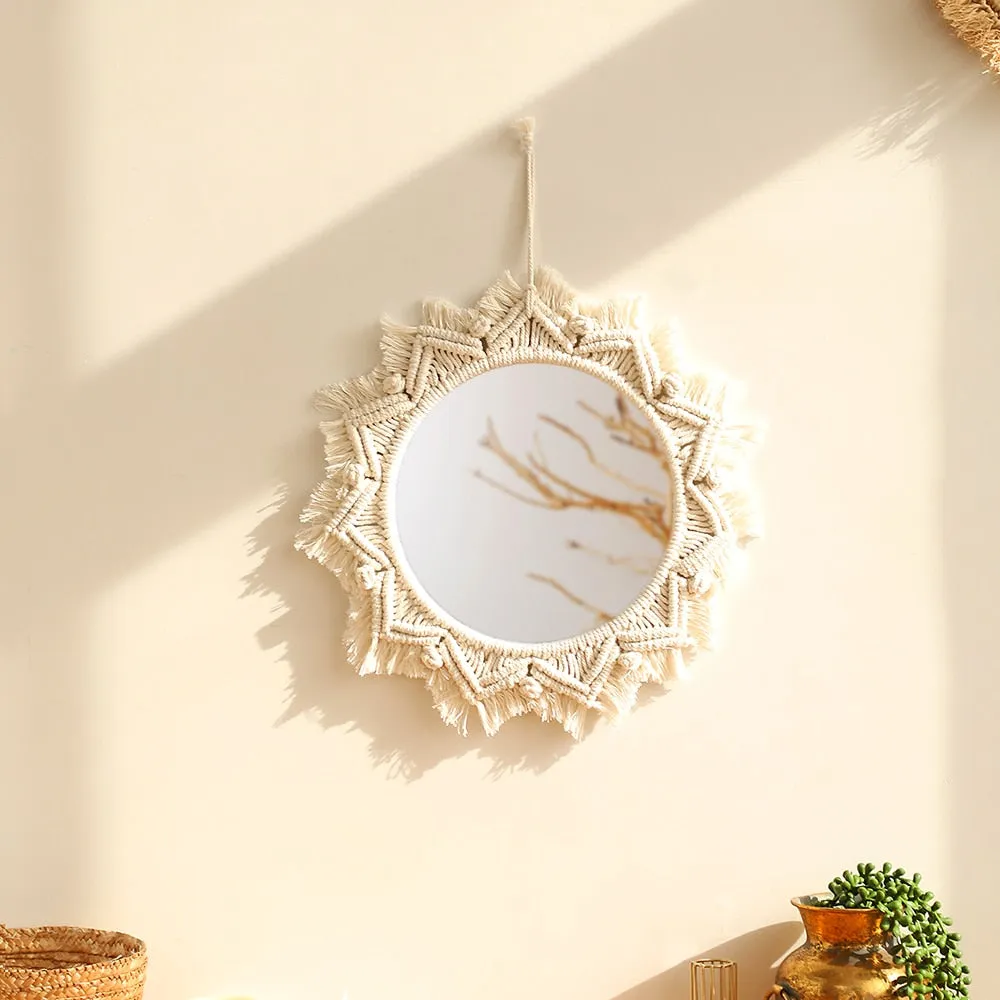 Round Macrame Decorative Wall Mirror