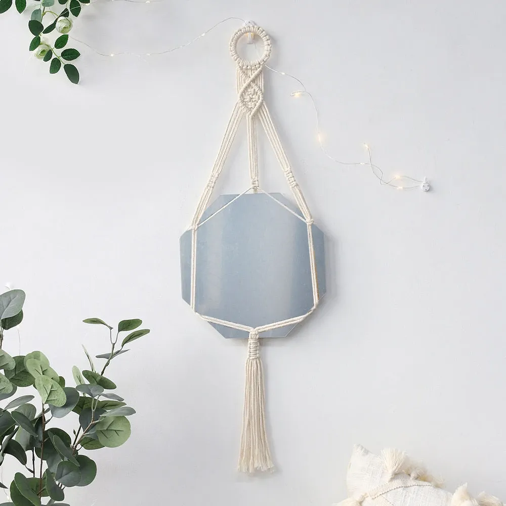 Round Macrame Decorative Wall Mirror