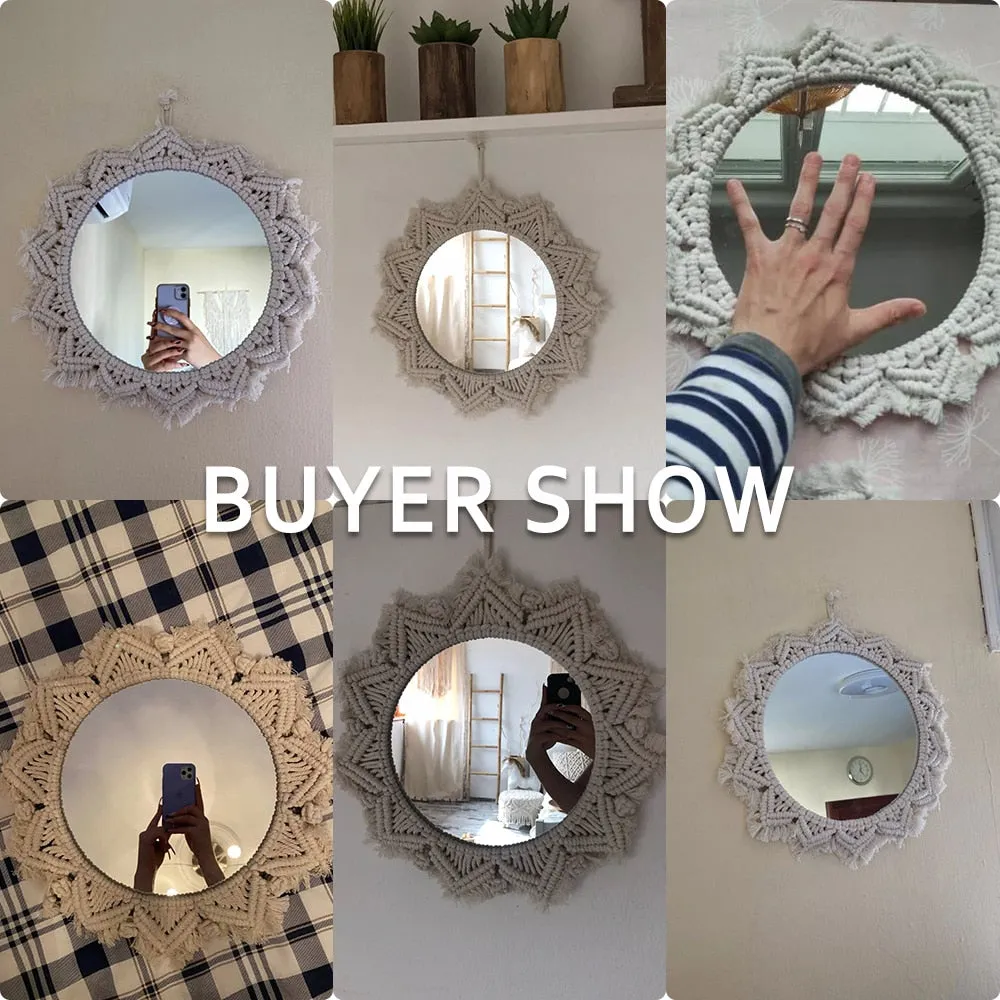 Round Macrame Decorative Wall Mirror