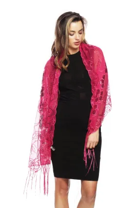 Sequined Shawl Flower in Navy Gold Silver Purple Fuchsia