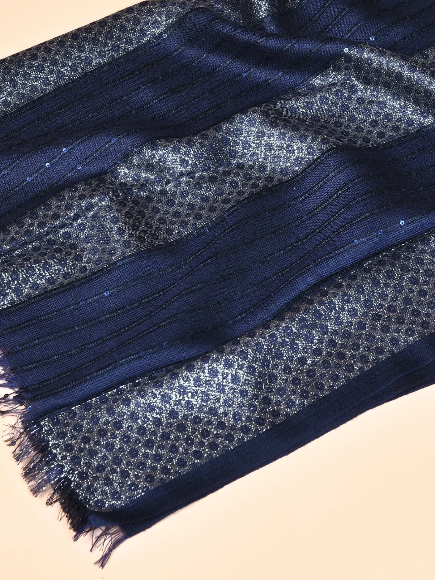 Sequined Shimmer Scarf - Blue